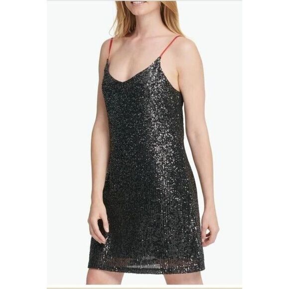 DKNY WOMENS SEQUINED MINI COCKTAIL DRESS, New w Tags - Picture 1 of 5